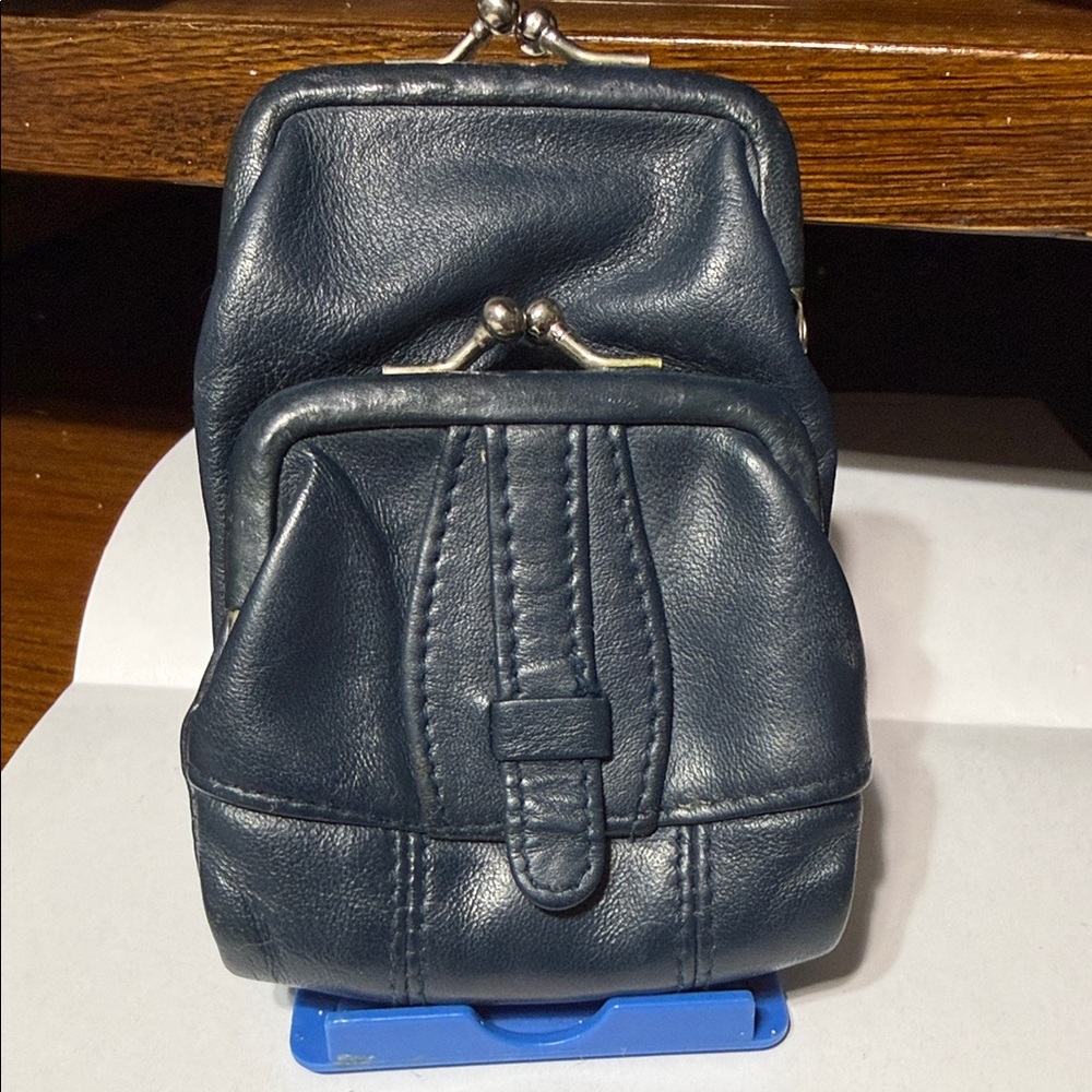 Vintage blue leather Roger Gimbel Cigarette accessory & Coin purse Bag wallet
